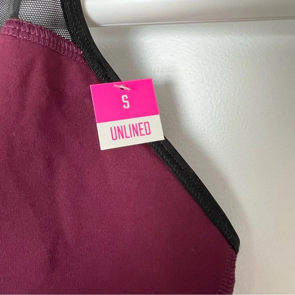 PINK Ultimate Mesh High Neck Crop Sports Bra Black Orchid Maroon  size S - Picture 6 of 7